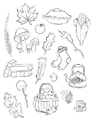 Kolorowanka przedmioty związane z jesienią